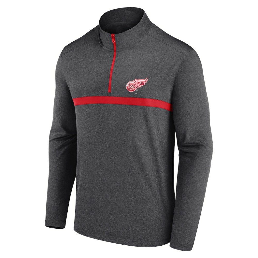Detroit Red Wings Logo Athletic Head-to-Head Raglan Quarter-Zip Top - Heather Charcoal - NHL 201194812