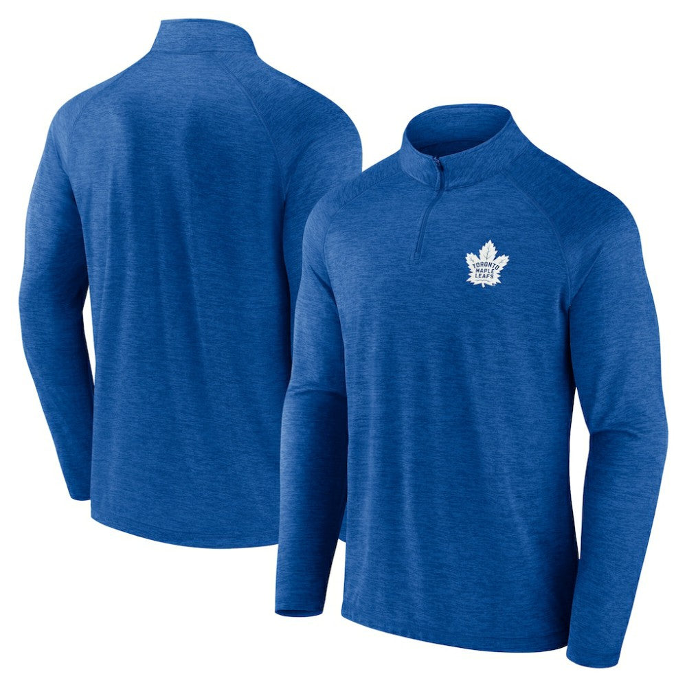 Toronto Maple Leafs Logo Athletic Head-to-Head Raglan Quarter-Zip Top - Blue - NHL 201194814