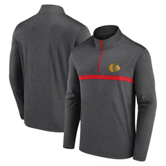 Chicago Blackhawks Logo Athletic Head-to-Head Raglan Quarter-Zip Top - Heather Charcoal - NHL 201194815