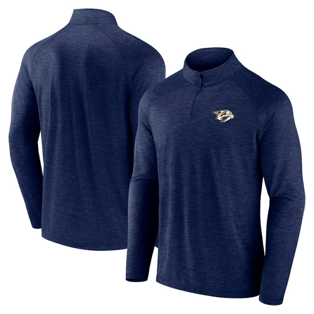 Nashville Predators Logo Athletic Head-to-Head Raglan Quarter-Zip Top - Navy - NHL 201194816