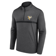 Pittsburgh Penguins Logo Athletic Head-to-Head Raglan Quarter-Zip Top - Heather Charcoal - NHL 201194818