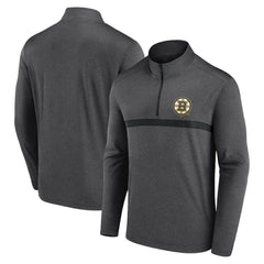 Boston Bruins Logo Athletic Head-to-Head Raglan Quarter-Zip Top - Heather Charcoal - NHL 201194819