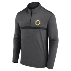 Boston Bruins Logo Athletic Head-to-Head Raglan Quarter-Zip Top - Heather Charcoal - NHL 201194819