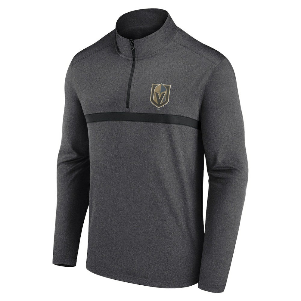 Vegas Golden Knights Logo Athletic Head-to-Head Raglan Quarter-Zip Top - Heather Charcoal - NHL 201194820