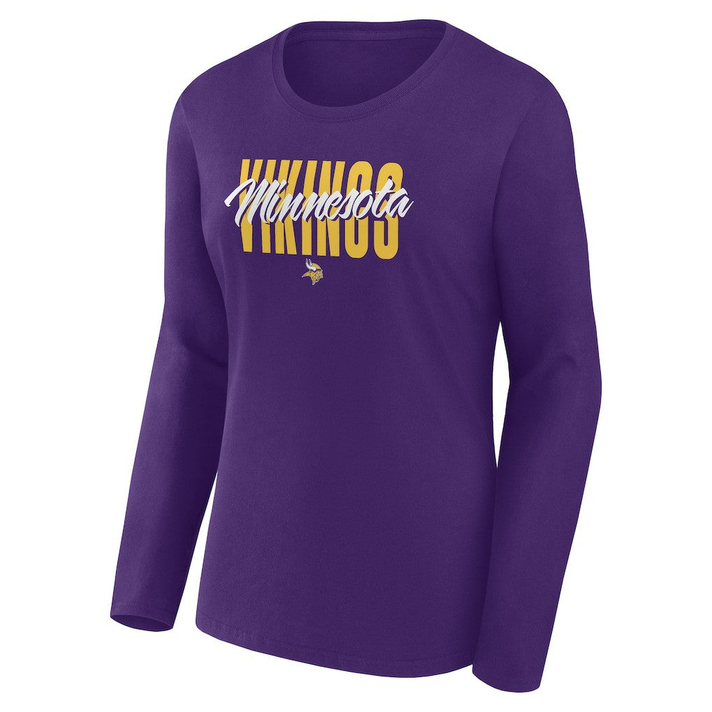 Minnesota Vikings Logo Athletic Women's Grip Long Sleeve T-Shirt Purple