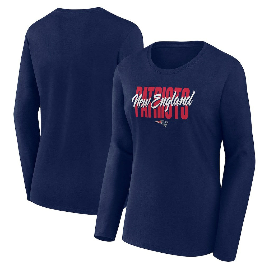 New England Patriots Logo Athletic Women's Grip Long Sleeve T-Shirt Navy