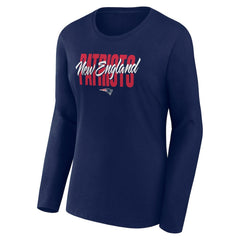 New England Patriots Logo Athletic Women's Grip Long Sleeve T-Shirt Navy