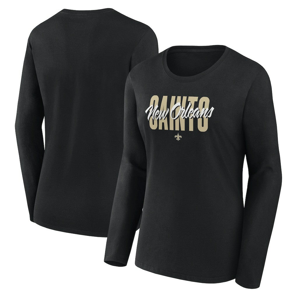 New Orleans Saints Logo Athletic Women's Grip Long Sleeve T-Shirt Black