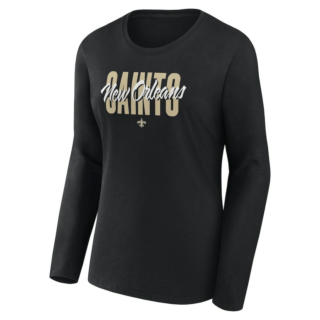 New Orleans Saints Logo Athletic Women's Grip Long Sleeve T-Shirt Black