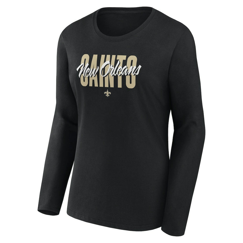 New Orleans Saints Logo Athletic Women's Grip Long Sleeve T-Shirt Black