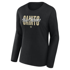 New Orleans Saints Logo Athletic Women's Grip Long Sleeve T-Shirt Black