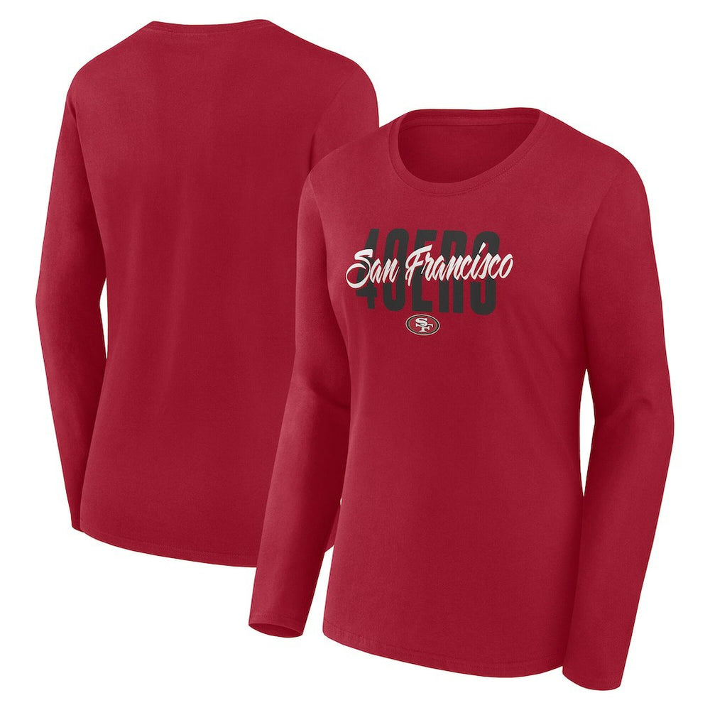San Francisco 49ers Logo Athletic Women's Grip Long Sleeve T-Shirt Scarlet