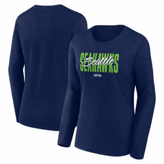 Seattle Seahawks Logo Athletic Women's Grip Long Sleeve T-Shirt College Navy