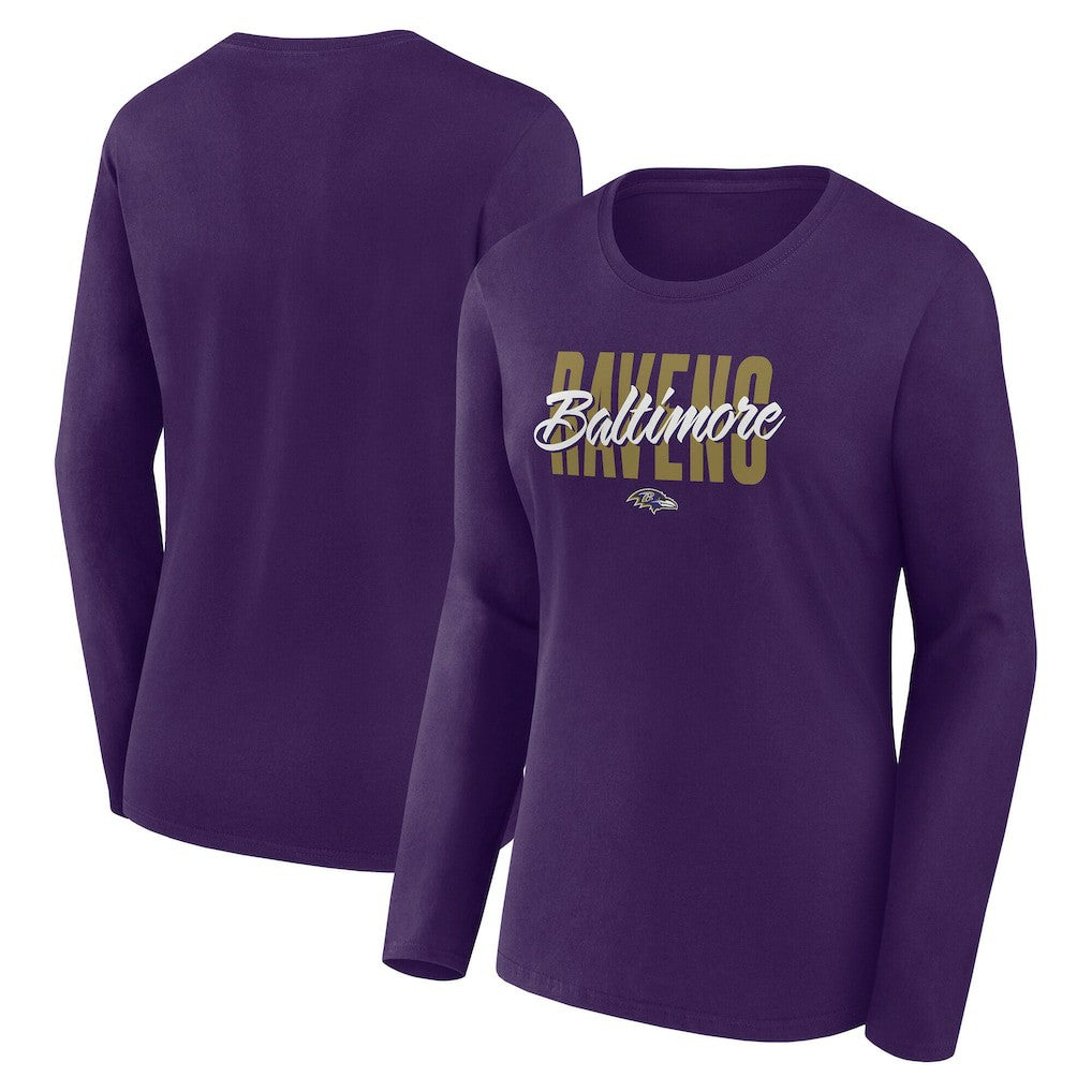 Baltimore Ravens Logo Athletic Women's Grip Long Sleeve T-Shirt Purple