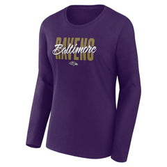 Baltimore Ravens Logo Athletic Women's Grip Long Sleeve T-Shirt Purple