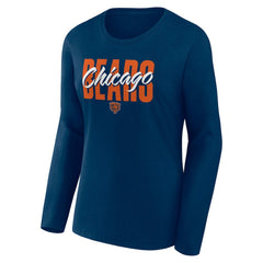 Chicago Bears Logo Athletic Women's Grip Long Sleeve T-Shirt Navy