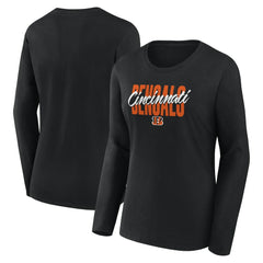 Cincinnati Bengals Logo Athletic Women's Grip Long Sleeve T-Shirt Black