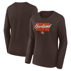 Cleveland Browns Logo Athletic Women's Grip Long Sleeve T-Shirt Brown