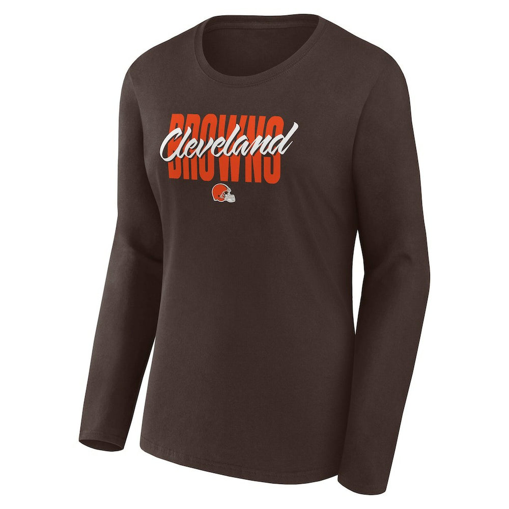 Cleveland Browns Logo Athletic Women's Grip Long Sleeve T-Shirt Brown