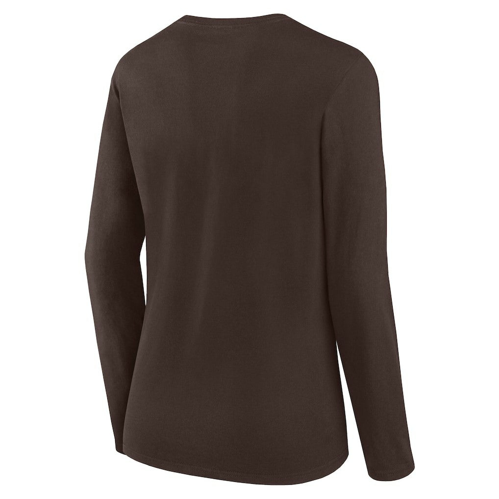Cleveland Browns Logo Athletic Women's Grip Long Sleeve T-Shirt Brown