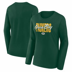 Green Bay Packers Logo Athletic Women's Grip Long Sleeve T-Shirt Green