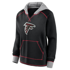 Atlanta Falcons Logo Athletic Women's Boom Fleece Pullover V-Neck Hoodie Black