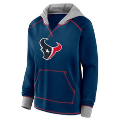 Houston Texans Logo Athletic Women's Boom Fleece Pullover V-Neck Hoodie Navy