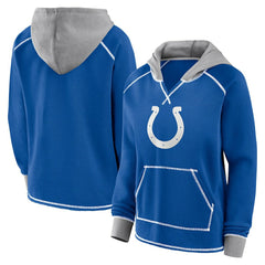 Indianapolis Colts Logo Athletic Women's Boom Fleece Pullover V-Neck Hoodie Royal
