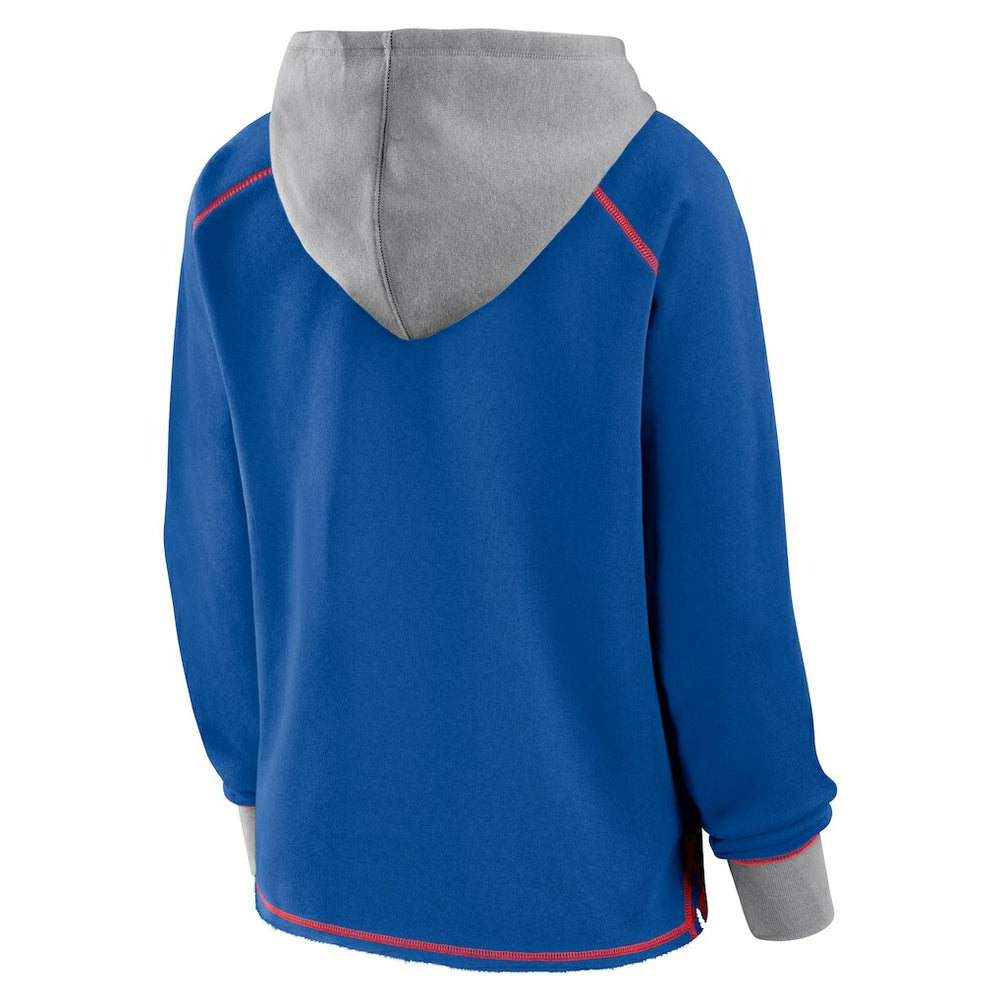 New York Giants Logo Athletic Women's Boom Fleece Pullover V-Neck Hoodie Royal