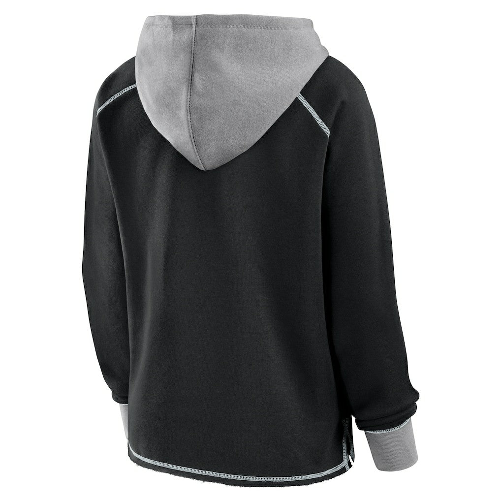 Las Vegas Raiders Logo Athletic Women's Boom Fleece Pullover V-Neck Hoodie Black