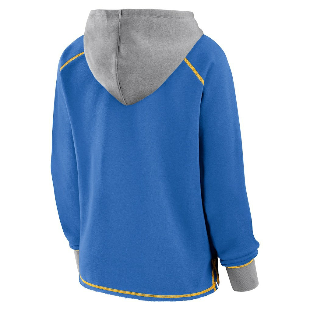 Los Angeles Chargers Logo Athletic Women's Boom Fleece Pullover V-Neck Hoodie Powder Blue