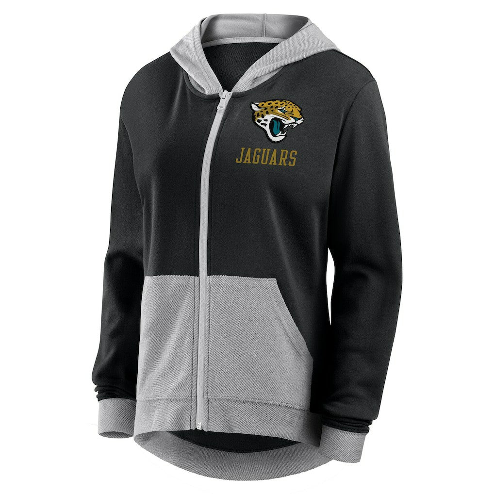 Jacksonville Jaguars Logo Athletic Women's Hit It French Terry Full-Zip Hoodie Black