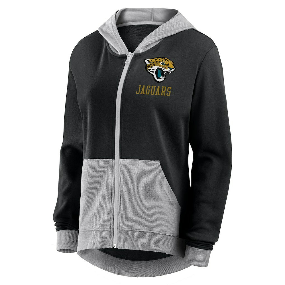 Jacksonville Jaguars Logo Athletic Women's Hit It French Terry Full-Zip Hoodie Black
