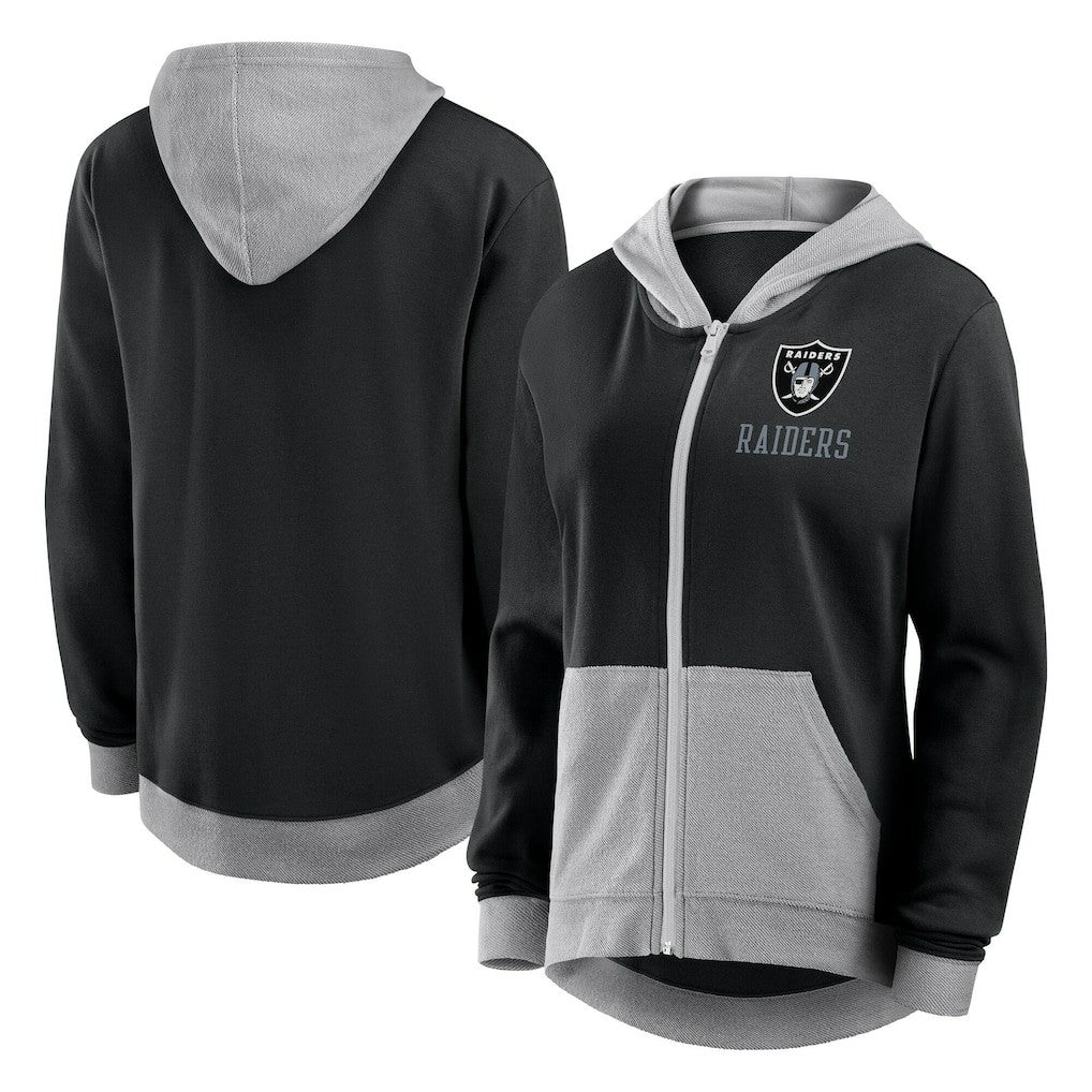 Las Vegas Raiders Logo Athletic Women's Hit It French Terry Full-Zip Hoodie Black