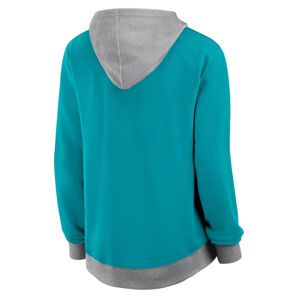 Miami Dolphins Logo Athletic Women's Hit It French Terry Full-Zip Hoodie Aqua
