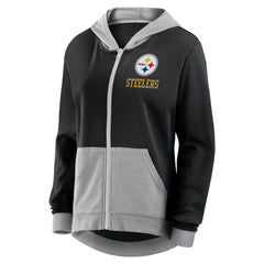 Pittsburgh Steelers Logo Athletic Women's Hit It French Terry Full-Zip Hoodie Black
