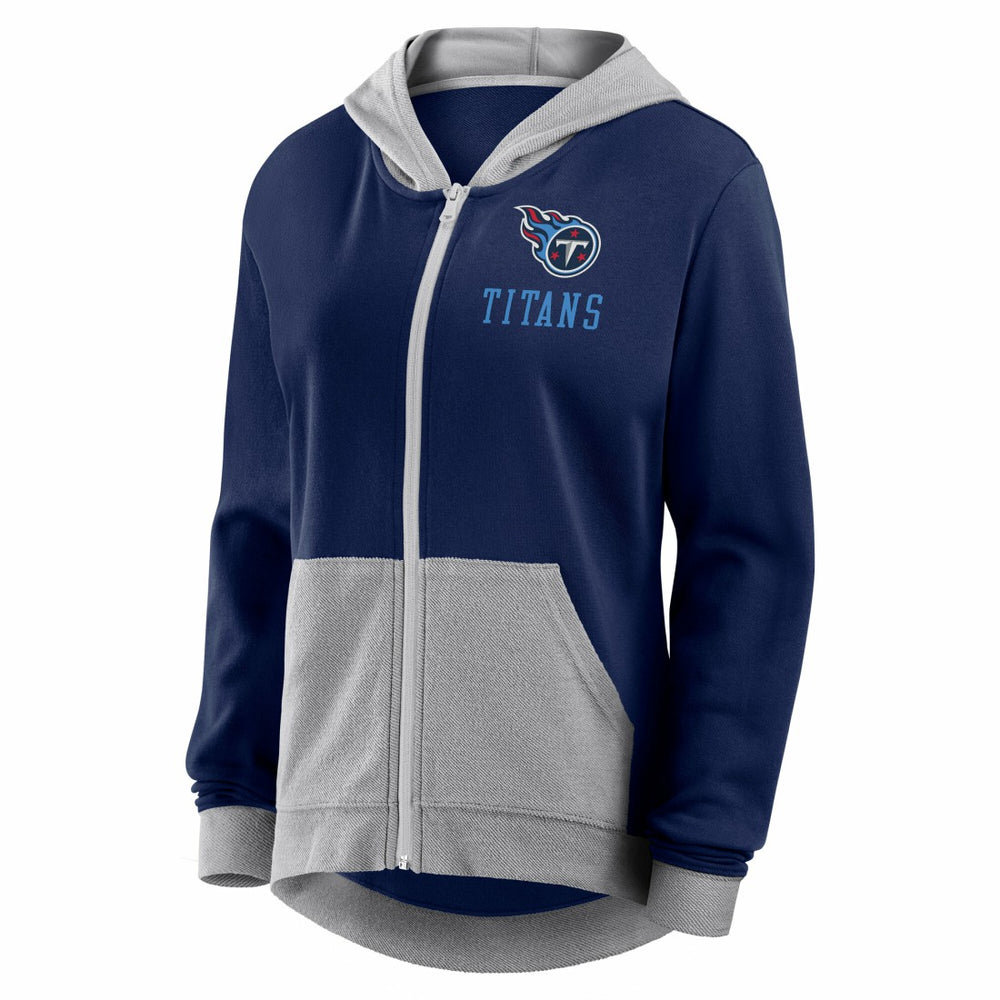 Tennessee Titans Logo Athletic Women's Hit It French Terry Full-Zip Hoodie Navy
