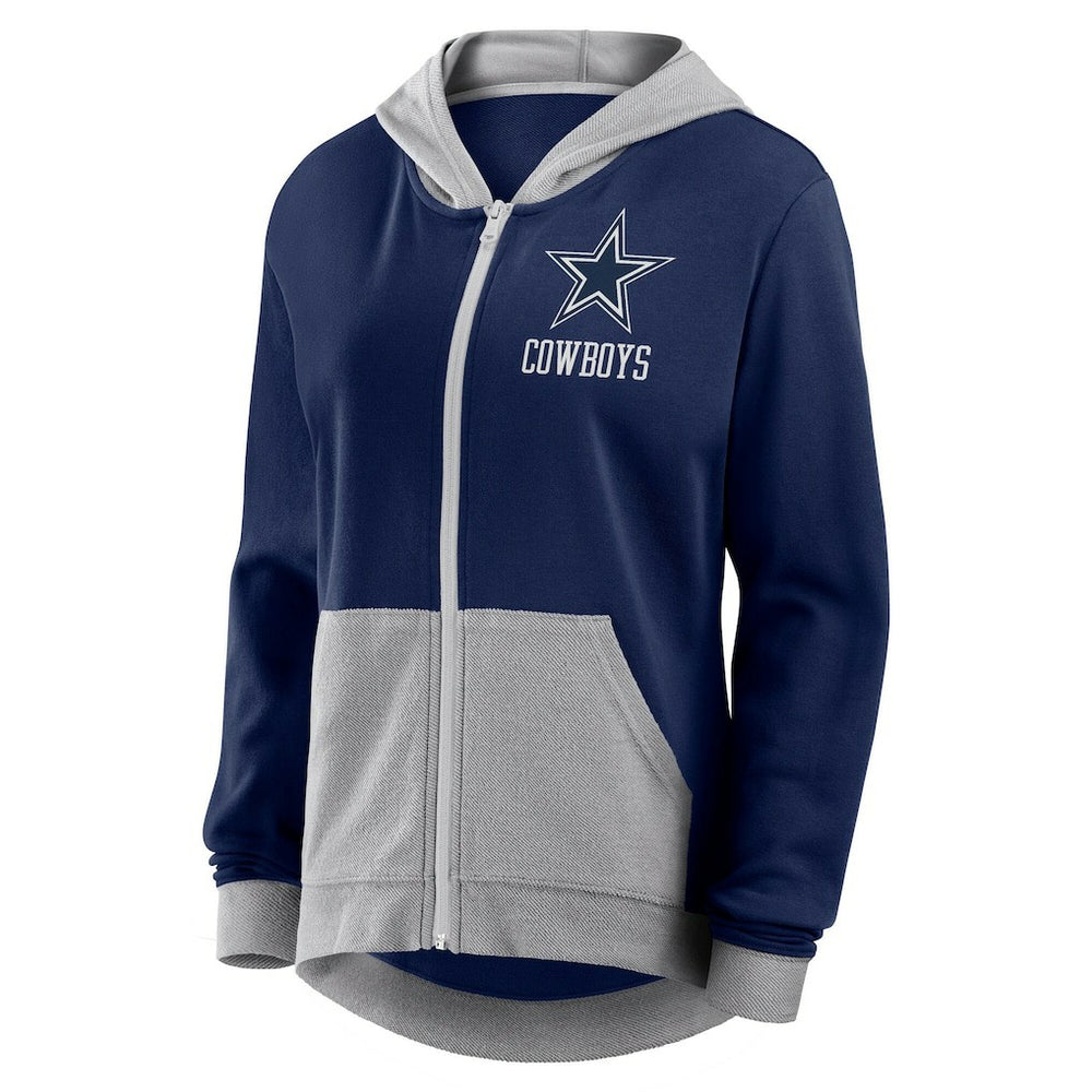 Dallas Cowboys Logo Athletic Women's Hit It French Terry Full-Zip Hoodie Navy