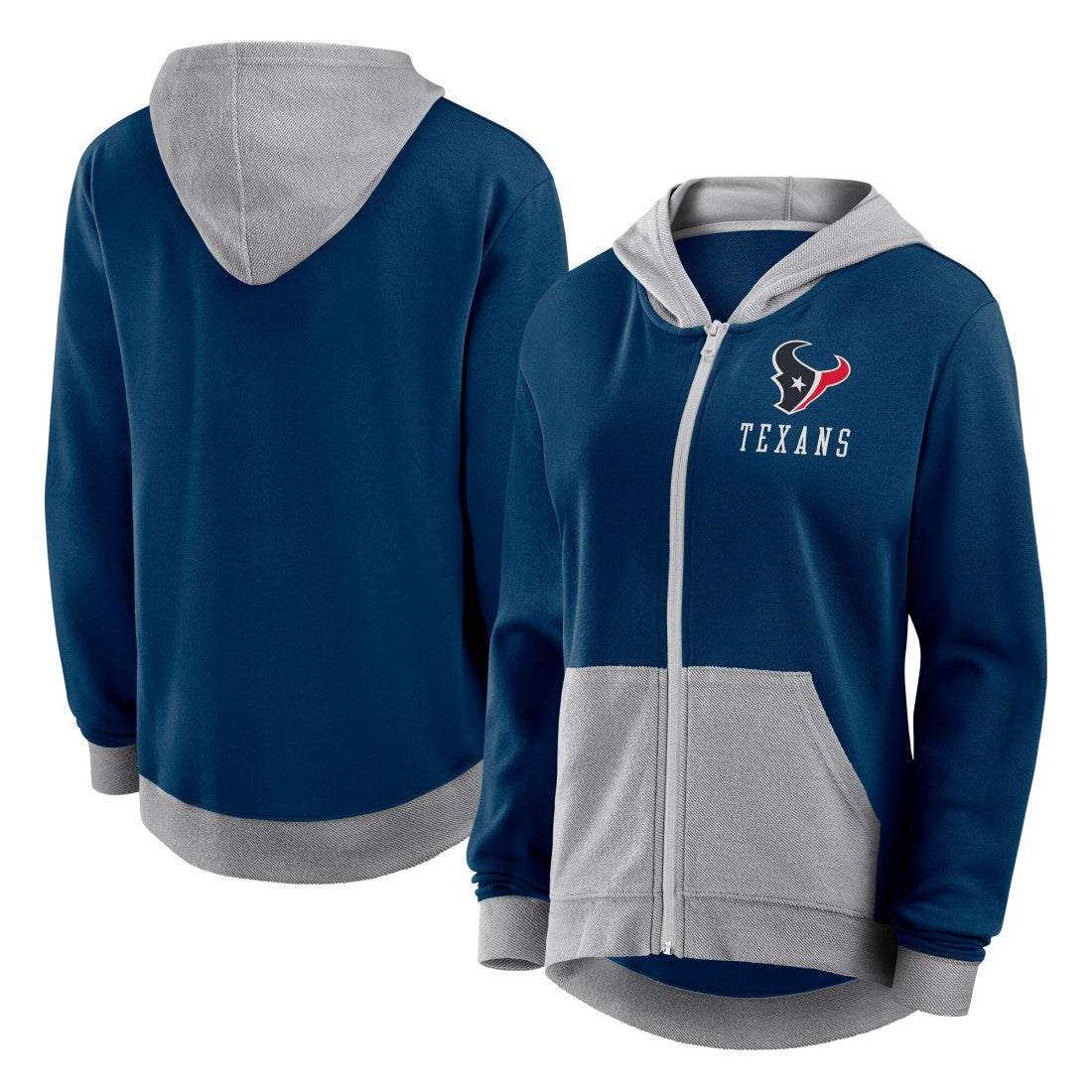 Houston Texans Logo Athletic Women's Hit It French Terry Full-Zip Hoodie Navy
