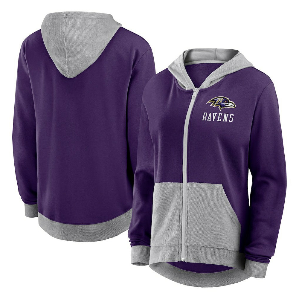 Baltimore Ravens Logo Athletic Women's Hit It French Terry Full-Zip Hoodie Purple