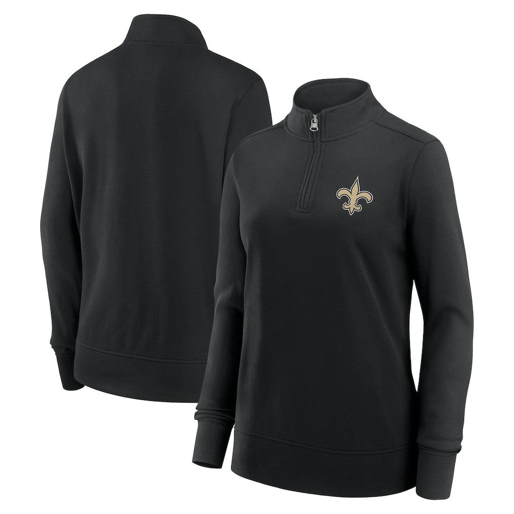 New Orleans Saints Logo Athletic Women's Velocity Quarter-Zip Jacket Black