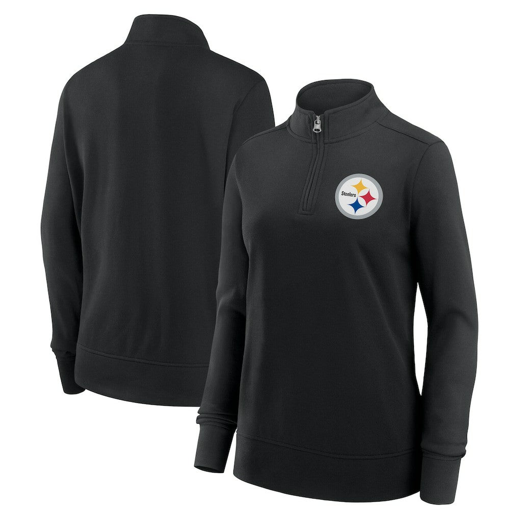Pittsburgh Steelers Logo Athletic Women's Velocity Quarter-Zip Jacket Black