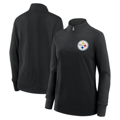 Pittsburgh Steelers Logo Athletic Women's Velocity Quarter-Zip Jacket Black