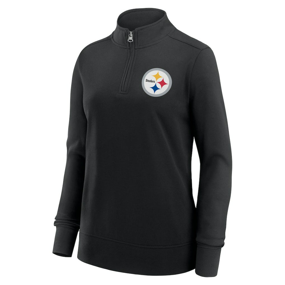 Pittsburgh Steelers Logo Athletic Women's Velocity Quarter-Zip Jacket Black