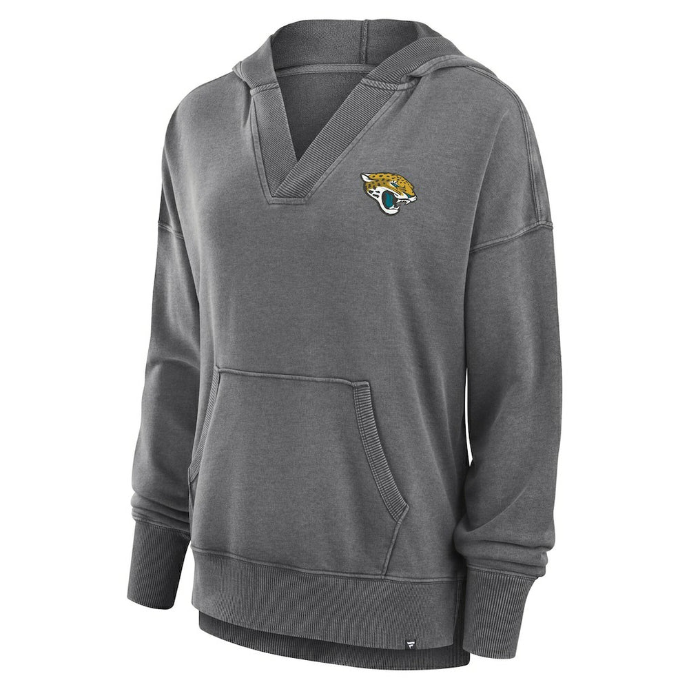 Fanatics Jacksonville Jaguars Women's Initiative Snow Wash French Terry V-Neck Pullover Hoodie Heather Charcoal