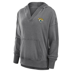 Fanatics Jacksonville Jaguars Women's Initiative Snow Wash French Terry V-Neck Pullover Hoodie Heather Charcoal