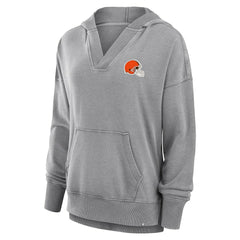 Fanatics Cleveland Browns Women's Initiative Snow Wash French Terry V-Neck Pullover Hoodie Heather Gray
