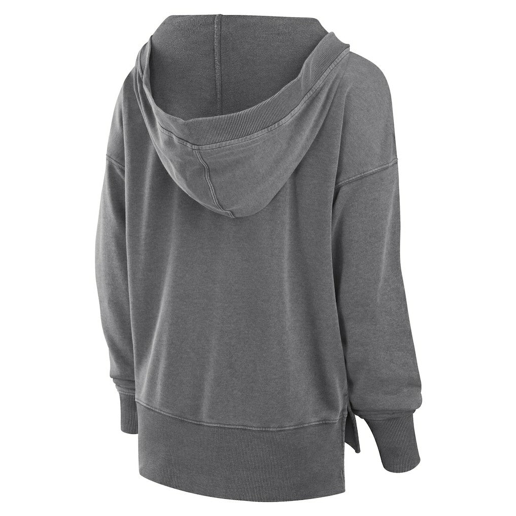 Fanatics Minnesota Vikings Women's Initiative Snow Wash French Terry V-Neck Pullover Hoodie Heather Charcoal