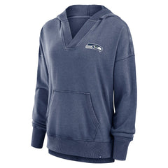 Fanatics Seattle Seahawks Women's Initiative Snow Wash French Terry V-Neck Pullover Hoodie Heather College Navy