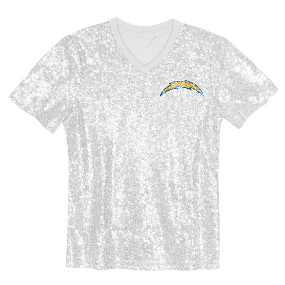 Justin Herbert Los Angeles Chargers Girls Youth Sequin V-Neck Fashion Jersey Powder Blue